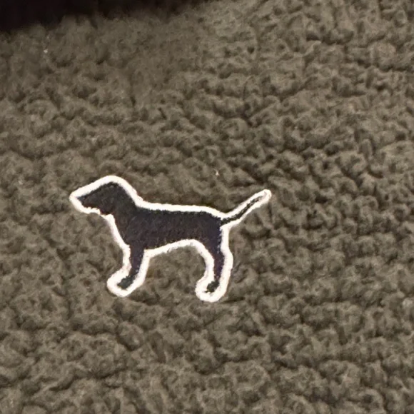 PINK Victoria's Secret Forest Green Sherpa Quarter Zip M - Picture 3 of 7